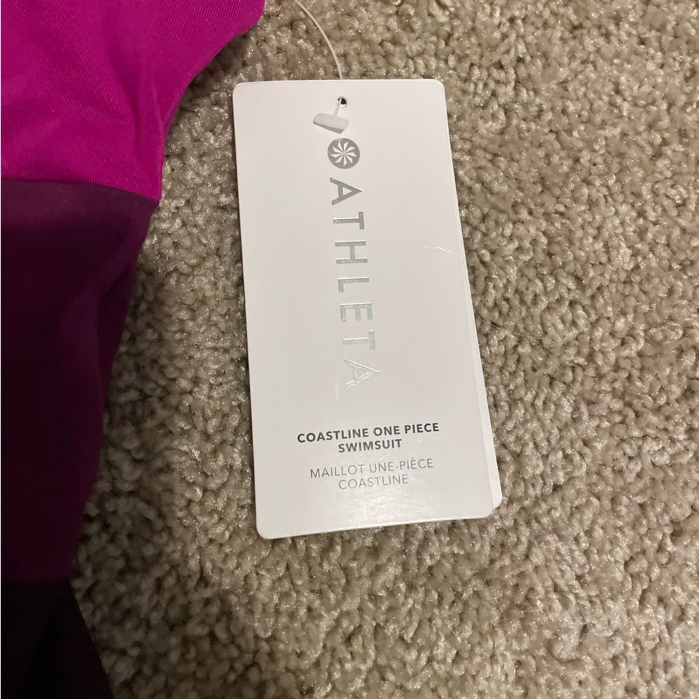 Athleta Coastline One Piece Swimsuit Electric Fuchsia Color Block Size L  NWT - Picture 3 of 6